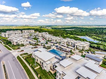Drone view of property
