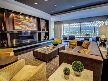 Living room with standard fireplace