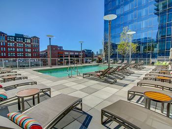 Swimming pool with relaxing sundecks