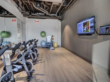 Peloton bike and training space