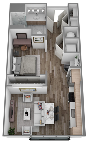 Floor plan for studio, 1 bath, 535 sqft