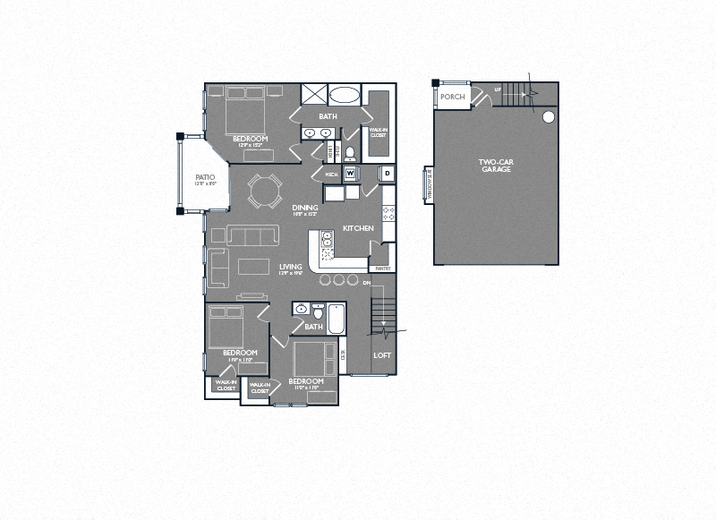 Floor plan for 3 beds, 2 baths, 1578 sqft