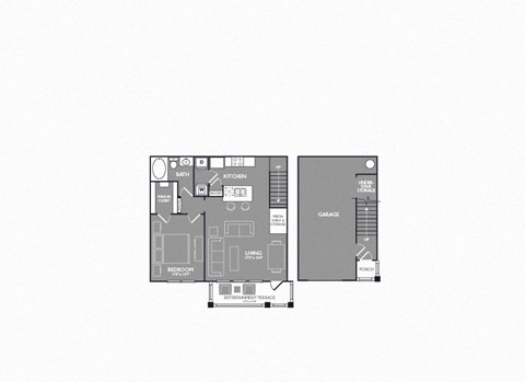 Floor plan for 1 bed, 1 bath, 788 sqft