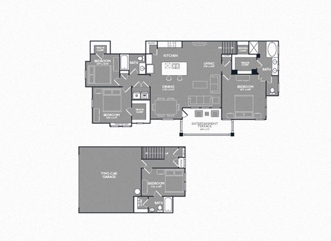 Floor plan for 4 beds, 3 baths, 1917 sqft