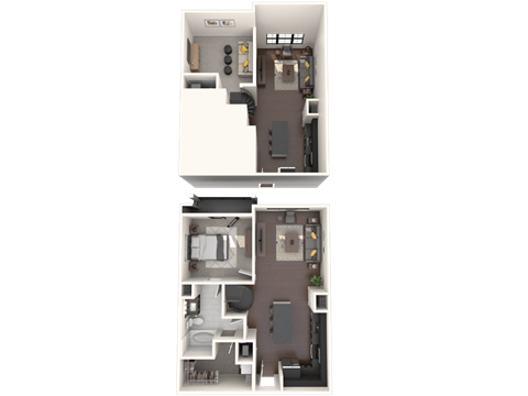 Floor plan for 1 bed, 1 bath, 906 sqft