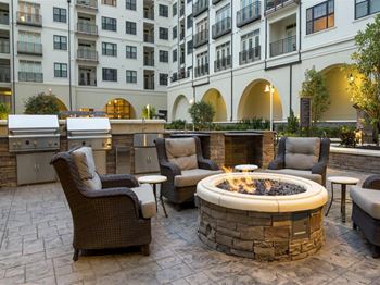 Outdoor courtyard with fire pit