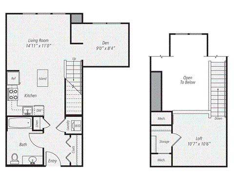 Floor plan for studio, 1 bath, 780 sqft