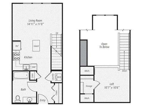 Floor plan for studio, 1 bath, 695 sqft