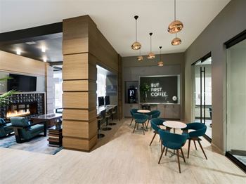 Lobby lounge with usb ports, charging stations and wifi