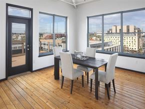 Portland apartment for rent - A dining room with a view of the city.