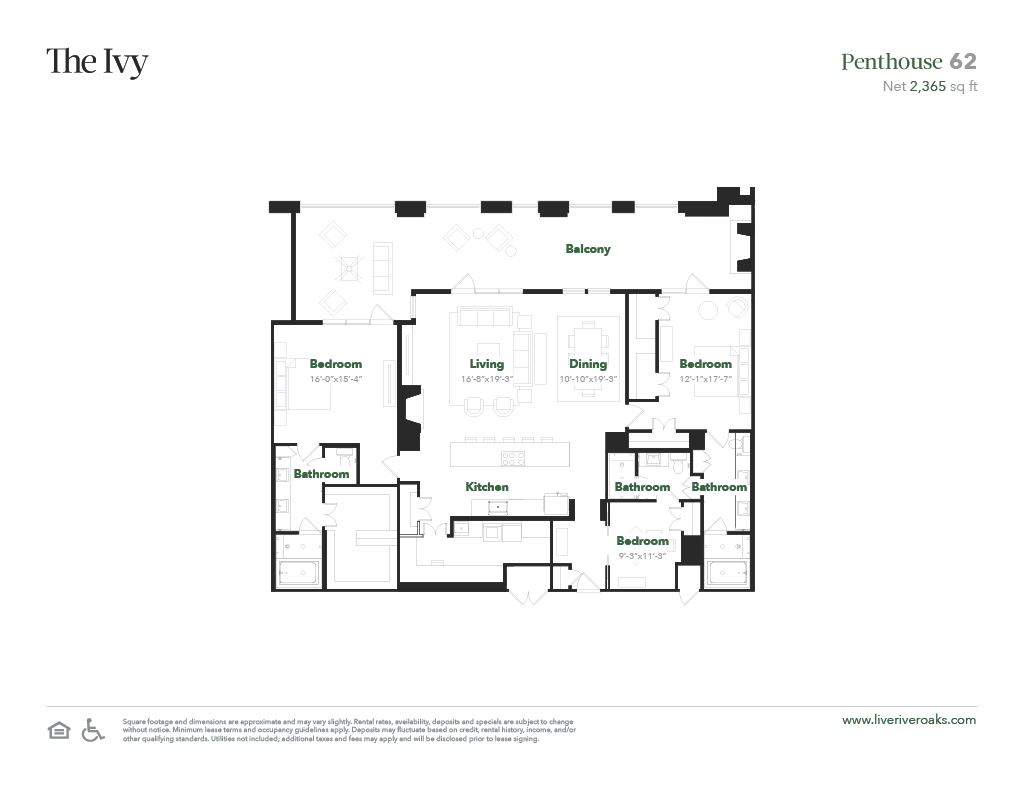 Floor plan for 3 beds, 3 baths, 2365 sqft