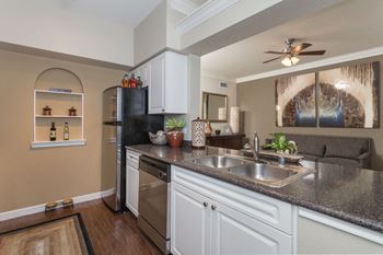 Fully furnished kitchen with stainless steel appliances