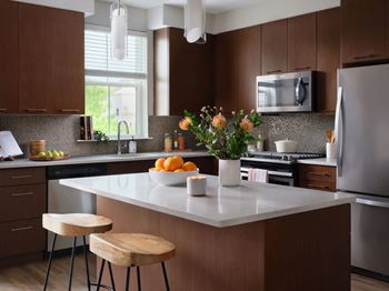 Kitchen island or peninsula seating with pendant lighting*