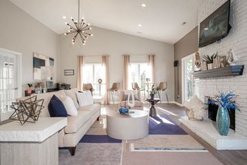 Grove City apartment for rent - a living room with a white couch and a coffee table