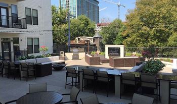 Outdoor courtyard with fire pit