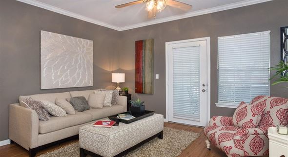 Austin apartment for rent - Living Room With Expansive Window at Highlands Hill Country, Austin, TX, 78745