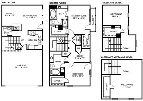 Floor plan for 3 beds, 2.5 baths, 1851 sqft