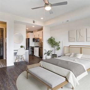 Dallas apartment for rent - spacious bedroom with a ceiling fan at The Gabriella apartments