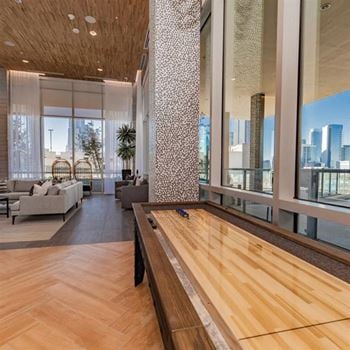 Social area with billiards and shuffleboard