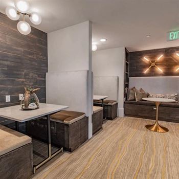 Technology lounge with two micro-conference rooms