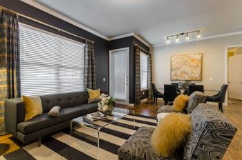 Living room with brown sofas