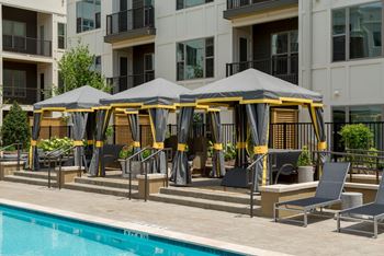 Picturesque pool and cabana setting