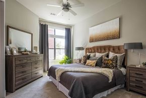 Houston apartment for rent - spacious bedroom with a ceiling fan at Tinsley on the Park apartments