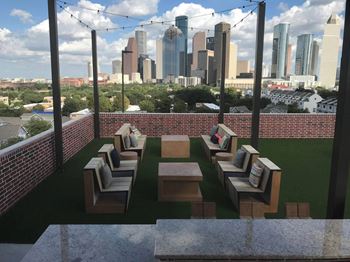 Roof top sky deck with breathtaking views of downtown houston