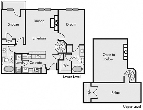 Floor plan for 2 beds, 2 baths, 1386 sqft