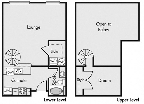 Floor plan for studio, 1 bath, 833 sqft