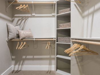 Walk-in closets with custom wood shelving