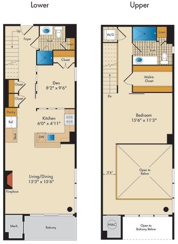 Floor plan for 1 bed, 2 baths, 1160 sqft