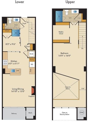 Floor plan for 1 bed, 2 baths, 1179 sqft