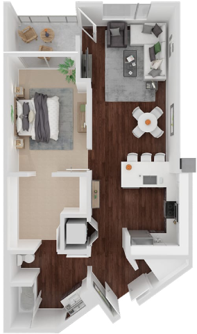 Floor plan for 1 bed, 1 bath, 788 sqft
