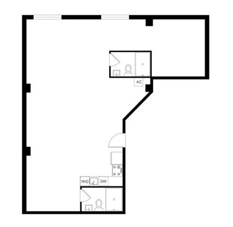 Floor plan for 2 beds, 2 baths, 1063 sqft
