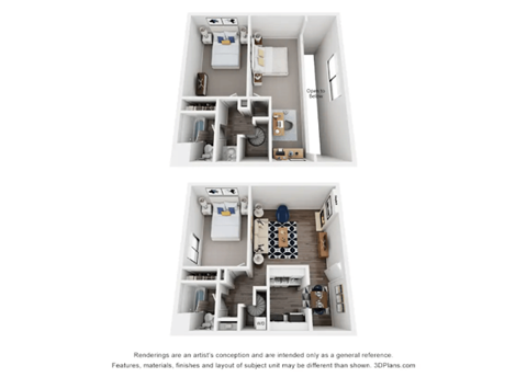 Floor plan for 3 beds, 2 baths, 1393 sqft