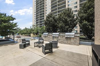 Outdoor grilling area with lounge seating