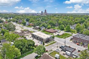 Des Moines apartment for rent - A small town with a church steeple in the distance.