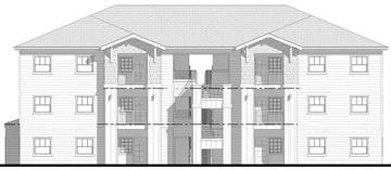 Burley apartment for rent - A black and white drawing of a multi-story building.