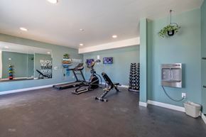 Helena apartment for rent - A gym with treadmills, exercise bikes, and a TV.