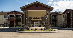 Boise apartment for rent - an image of Vineyard at Eagle Promenade main entrance with landscaping