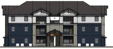 Payette apartment for rent - A blue and white two story building with a black roof.