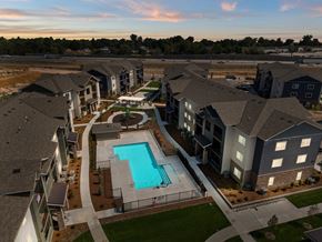Caldwell apartment for rent - An ariel view of the apartment community and the swimming pool.