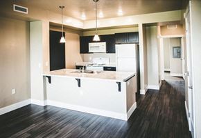 Caldwell apartment for rent - a view of a kitchen and a living room from above