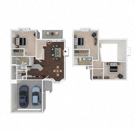 Floor plan for 3 beds, 2.5 baths, 1639 sqft