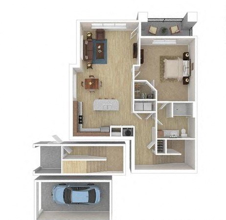 Floor plan for 1 bed, 1 bath, 985 sqft