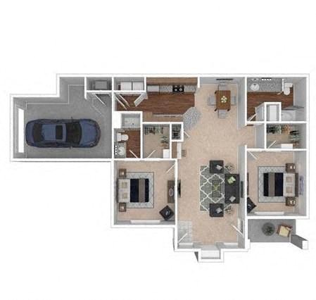 Floor plan for 2 beds, 2 baths, 1209 sqft