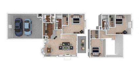 Floor plan for 3 beds, 2 baths, 1652 sqft