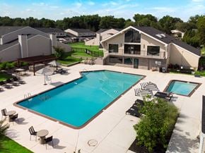 Bensalem townhouse for rent - an aerial view of the swimming pool at Townhomes at Gateway, Bensalem, PA