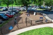 Collingswood apartment for rent - a playground in a park with cars parked in a parking lot at Parkview Towers, Collingswood, NJ